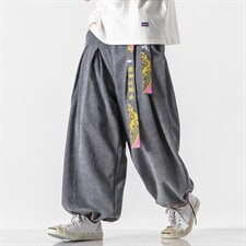 秋冬大码风仙鹤情侣中性bf风灯芯绒哈伦裤日系港风K126/P70,男装休闲裤,钱塘713