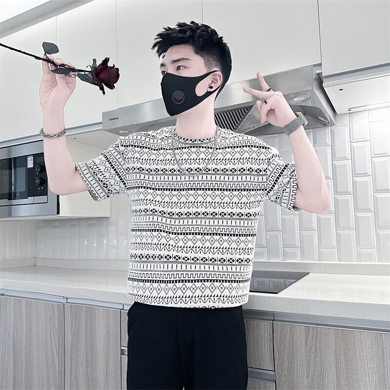 民族风提花图案短袖T恤男社会小伙半袖衣服301C-DT80-P48控68,男装T恤,星座301C（原B323）