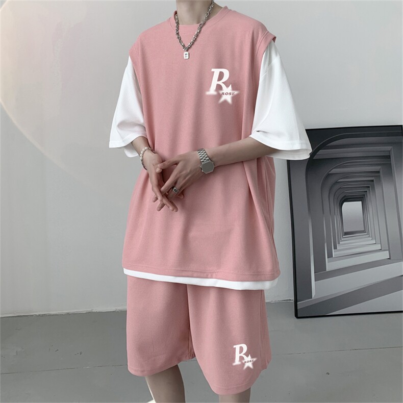 华夫格套装潮流休闲短袖短裤两件套FTZ3037-P55控78图片