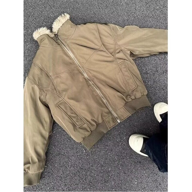 设计感小众解构毛领夹克棉服男女冬季新款保暖棉衣外套高级感棉袄,男装夹克,星座813-2