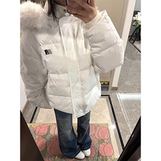 网图有货秋冬白色毛领连帽棉服外套男女宽松保暖棉袄A1136-P92，男装棉衣，星座1505
