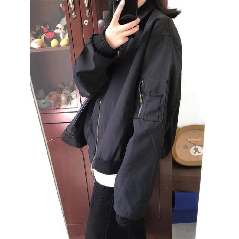 美式bomber飞行夹克男女春秋潮牌cleanfit外套翻领短款工装棒球服,男装夹克,星座601-1
