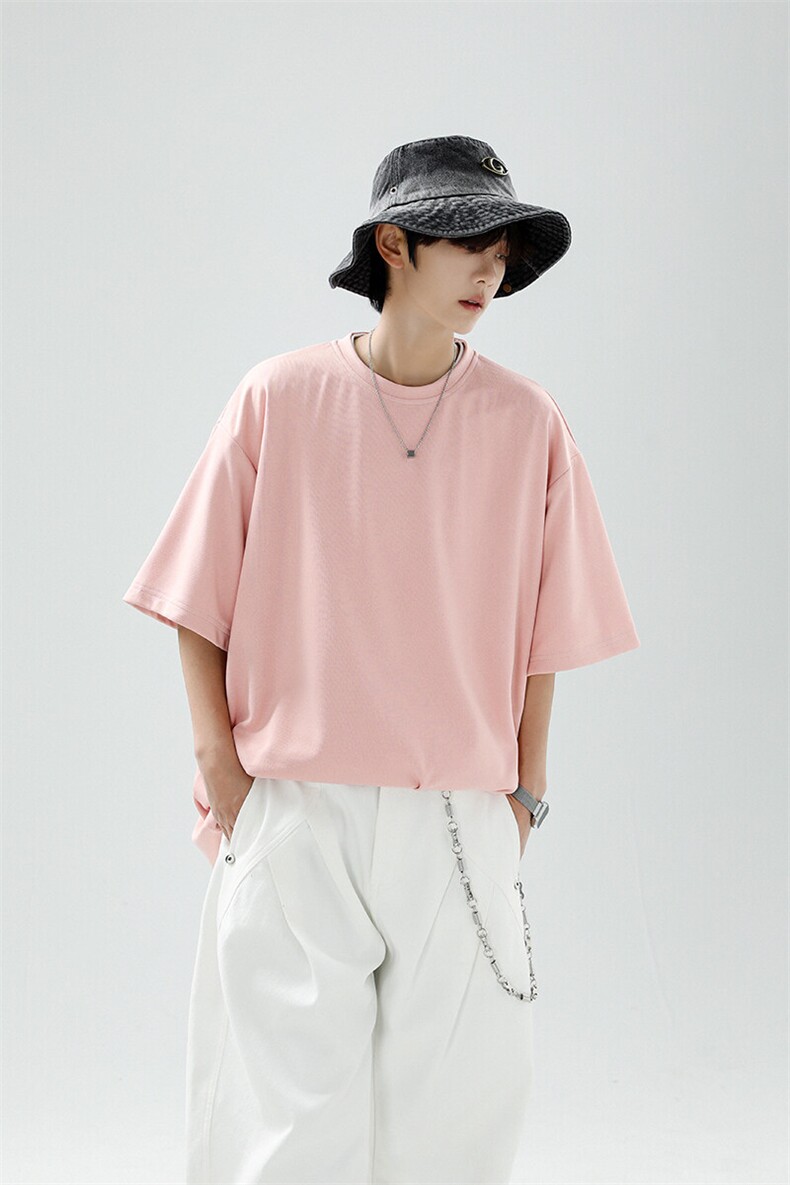 8XL-M高品质重磅棉光版纯色短袖T恤百搭款半截袖五分袖DX332特P23,男装T恤,电商D206-1