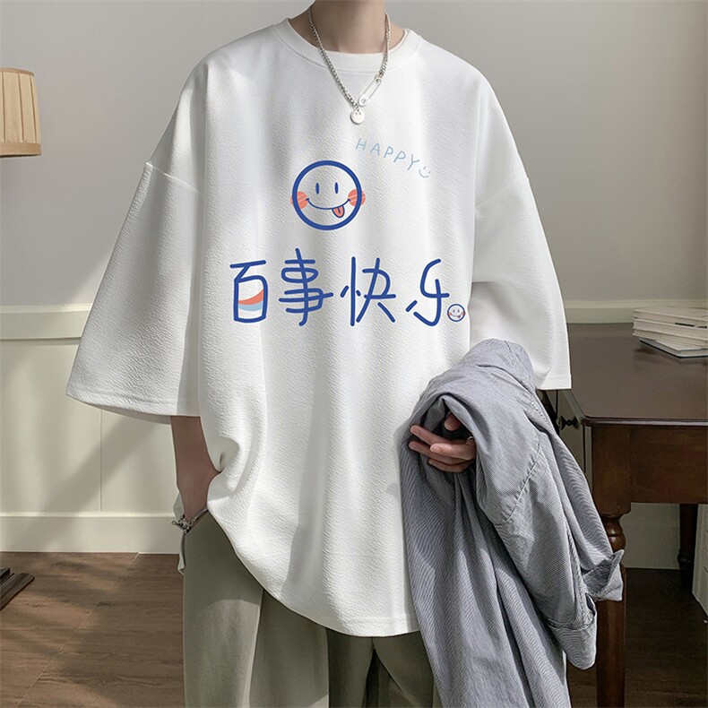 春夏季七分袖t恤男大码五分袖男短袖中袖 Q11183-P30图片