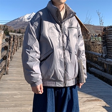 冬季高级感压褶立领羽绒服男女潮牌宽松90白鸭绒保暖MY920特批165，男装羽绒服，电商A042