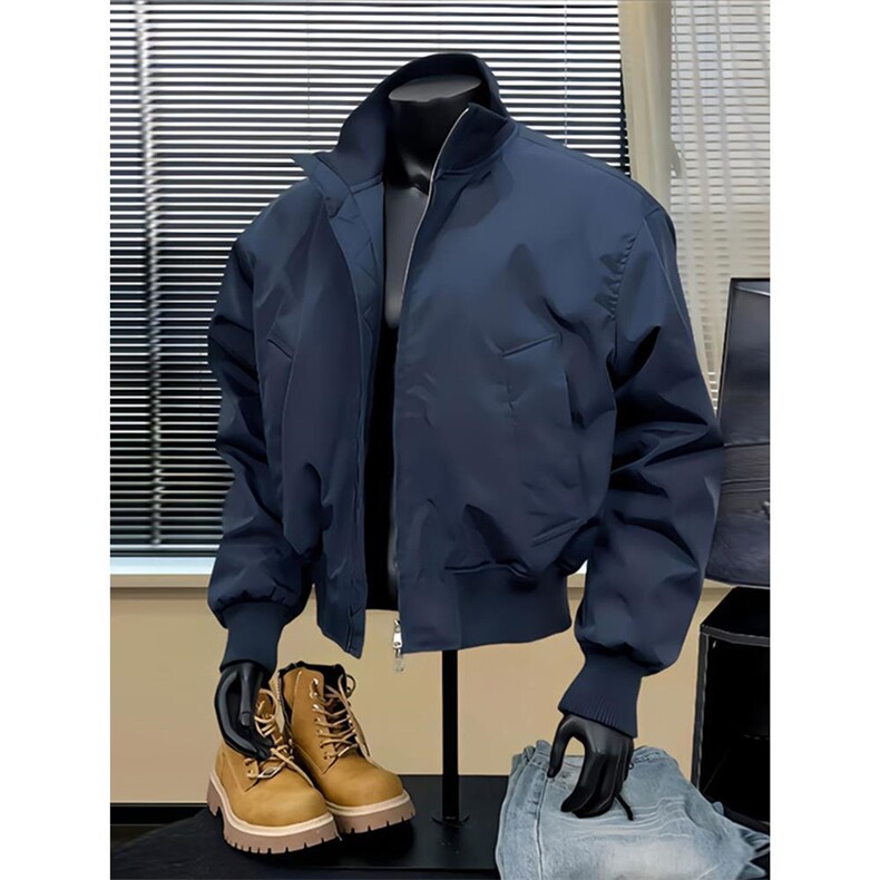 现货26春装美拉德立领飞行夹克纯色复古廓形高街棒球服外套,男装夹克,电商A486-1