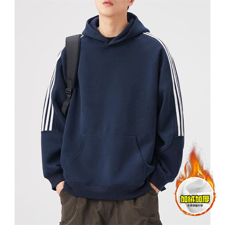 480G重磅加绒硬挺boxy男女秋冬美式高街结构三条杠织带卫衣厚外套，女装短外套，电商A486-1