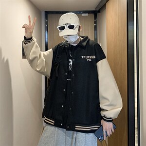 潮流夹克潮男双层毛呢拼接夹克Y95P58图片