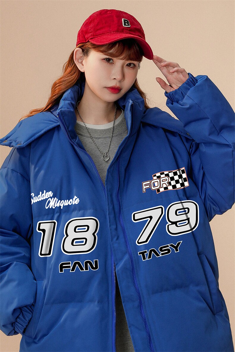 中性22冬季新品设计感潮牌印花加厚连帽面包服棉衣MY209P115控158,男装棉衣,A247A