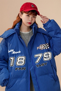 中性22冬季新品设计感潮牌印花加厚连帽面包服棉衣MY209P115控158图片