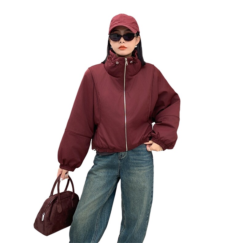 时尚立领拉链短款棉衣显瘦百搭保暖外套,女装棉衣/棉服,施恩睿棋