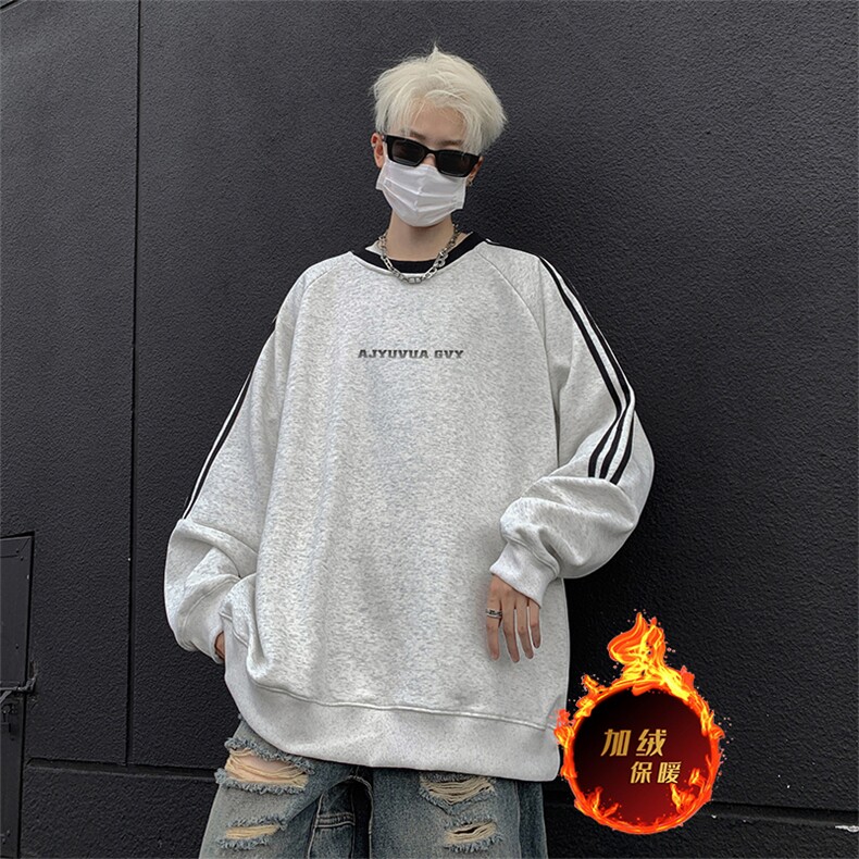 抖音得物供货提供视频秋冬重磅美式宽松织带圆领卫衣0308,男装卫衣,电商A486