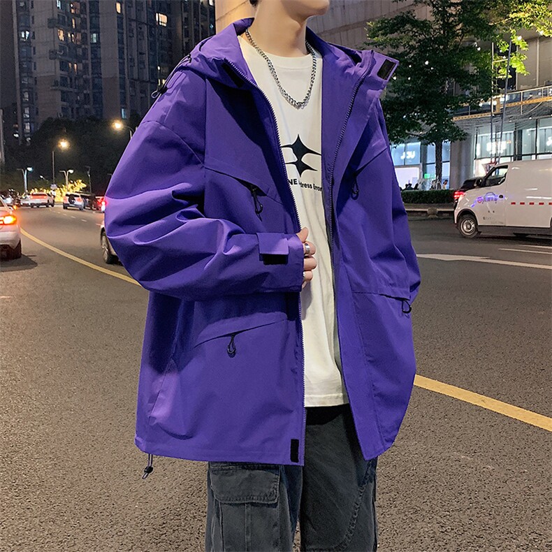 港风二开宽松冲锋衣工装夹克百搭落肩简约上衣外套JK742P75,男装夹克,星座1204-3