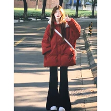 女风圣诞毛领大红色连帽棉衣ZM0117-P95，男装棉衣，星座313A(原308A-2)