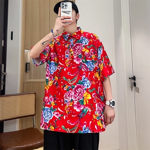P01中性男女休闲大码花衣服polo衫宽松透气东北大花风团队服图片