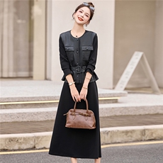 高质感时尚套装女春秋洋气显瘦马甲连衣裙两件套，女装套装/套裙，英标秀