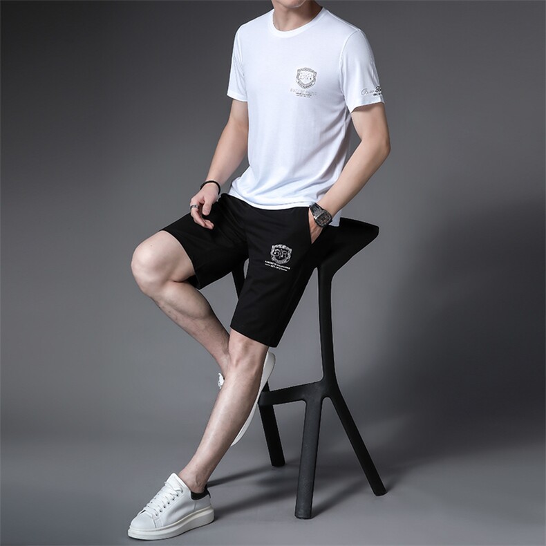 2023夏季新款短袖T恤半袖短裤休闲运动套装中老年运动服两件套图片