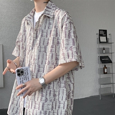 8XL-M花衬衫男款短袖夏季冰丝薄款花衬衣大码寸衫外套DC28013P38，男装衬衫，电商B312