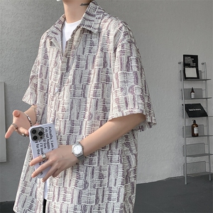 8XL-M花衬衫男款短袖夏季冰丝薄款花衬衣大码寸衫外套DC28013P38,男装衬衫,电商B312