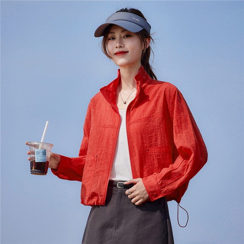 现货2026夏季新款轻薄透气时尚宽松休闲莱赛尔常规夏季女士短外套,女装防晒衣,靓衣阁