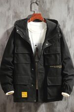 2021春秋季新款日系大码男多口袋工装外套休闲连帽夹克J969-P80，男装夹克，电商A001