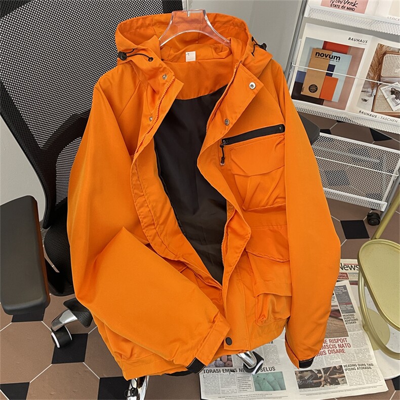 春款男连帽夹克工装大口袋抽绳魔术贴冲锋衣外套JK71P70,男装夹克,星座1013-1