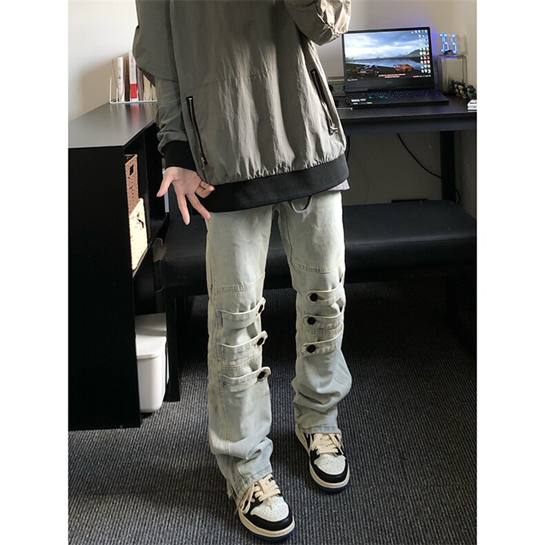 B221美式ins高街暗黑小众个性微喇牛仔裤LK23018-P65控88,男装牛仔裤,电商B221