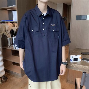 夏季新款polo衫男港风ins半袖潮流短袖t恤潮牌宽松上衣 T1270-P33图片