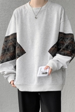 8XL-M春秋季圆领拼接撞色民族风卫衣男新款潮牌上衣服WY005P58，男装卫衣，电商B312