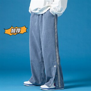 2025冬季新款加厚玉米格拼接卫裤棋盘格子休闲裤黑GK63-P55,男装休闲裤,电商B277A（原A068）
