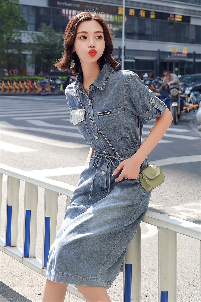 连衣裙时尚潮流舒适短袖2021年夏季中长款休闲优雅,女装连衣裙,钱塘布衣