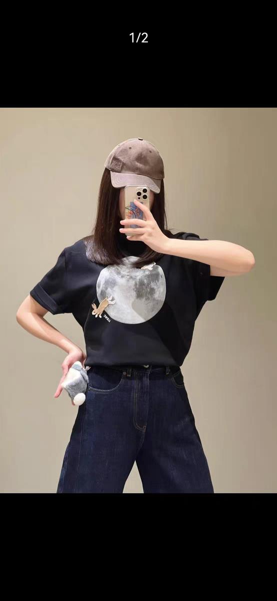 时尚T恤短袖休闲半袖星球兔子纯棉T恤,女装T恤,湘姗