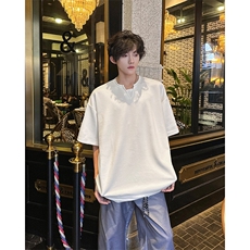 8XL-M特大码短袖男假两件五分袖高品质空气层宽松上衣DX321P35，男装T恤，电商D206-1
