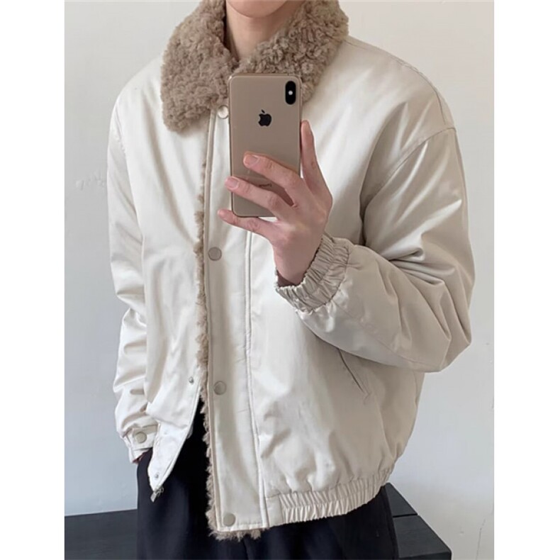 老钱风新款冬季羊羔毛翻领保暖棉衣外套男女宽松棉服M92,男装棉衣,星座1116A（原606A-3）