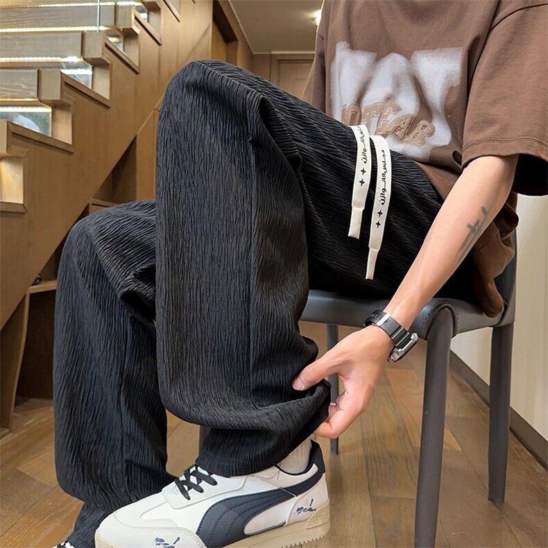 夏季港风垂感舒适休闲裤男潮流大码直筒裤K2501310B-1-P32，男装休闲裤，星座310B-1