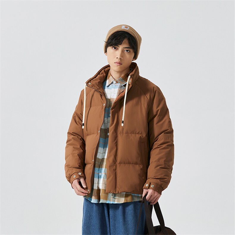 新标90%白鸭绒简约立领抽绳外套纯色加厚羽绒服ESY0205-P210图片