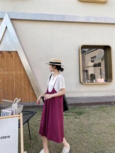 现货 夏季新款假两件连衣裙,女装连衣裙,与跃