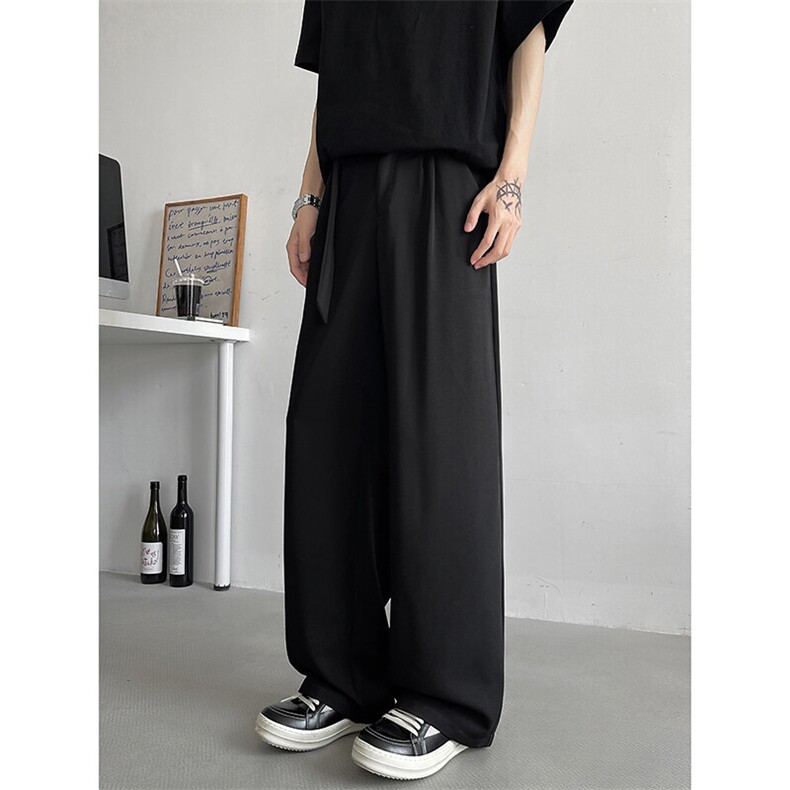 8XL-M垂坠感冰丝西裤大码凉感裤子腰带直筒长裤休闲裤KZ1958/P55,男装休闲裤,电商B238