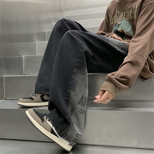 秋季新款潮牌直筒宽松时尚印花变色帅牛仔裤XZ212-QN5045-P43图片