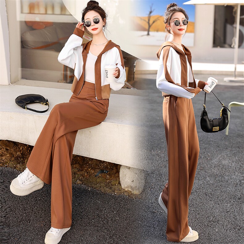 时尚休闲运动套装女春装2023新款宽松减龄洋气卫衣卫裤潮两件套装，女装套装/套裙，曼娅璐