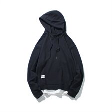 马切达黑墙日系复古欧美街头潮牌运动大码假两件连帽卫衣W121，男装卫衣，电商A021A