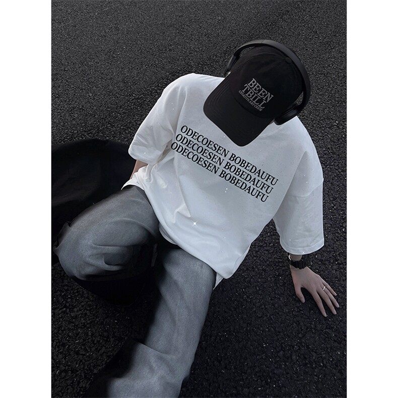 量大优供抖音视频支持得物配合二开美式满天星亮片短袖T恤MTX365,男装T恤,电商A486