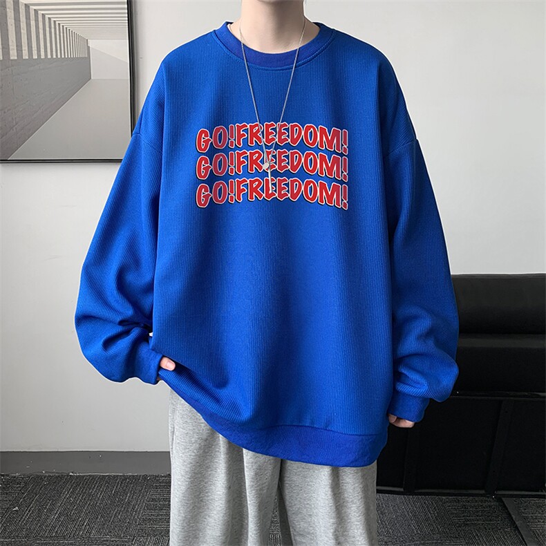 华夫格卫衣圆领卫衣男大码长袖t恤男外套HW76338-P30,男装卫衣,电商A040