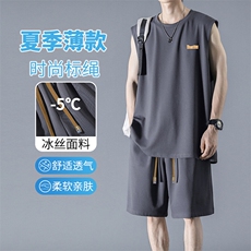 运动篮球坎肩t恤套装宽松抗皱冰丝休闲清凉TZ87-特批66控109，男装T恤，星座718