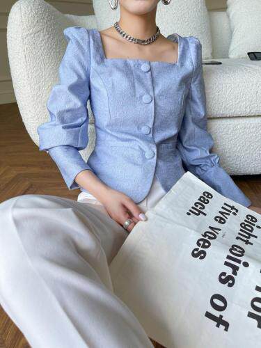 现货花朵提花泡泡袖上衣，其它，LION&CAT(2F)