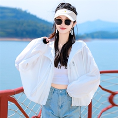 白色防紫外线防晒衣女2025新款夏季轻薄透气防晒服小个子休闲外套，女装防晒衣，可可小西