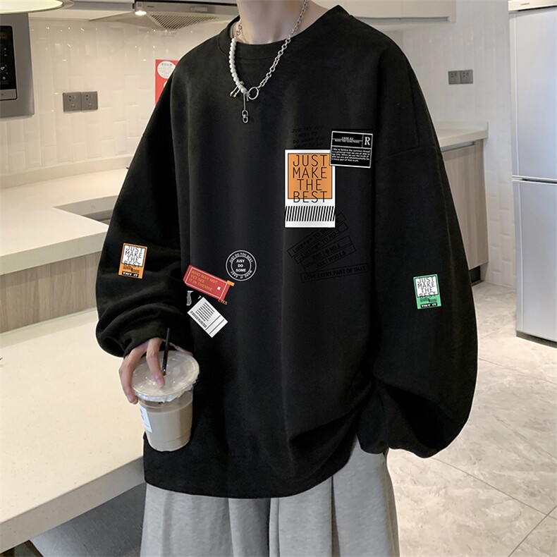 麂皮绒卫衣男大码重磅长袖t恤男JW81121-P35加绒款P45,男装卫衣,电商A040