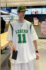 TZ05-P45港风运动套装男夏季大码潮胖人宽松休闲翻领T恤短裤，男装T恤，电商D310B
