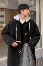 1港风牛角扣加棉呢大衣可拆卸帽大码M-5XL外套男FY8716P138控188，女装短外套，星座226-2