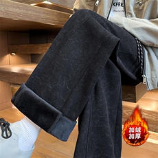 冬季加绒加厚休闲裤扎染美式卫裤直筒裤子男5D2119-TP3268，男装休闲裤，电商A102